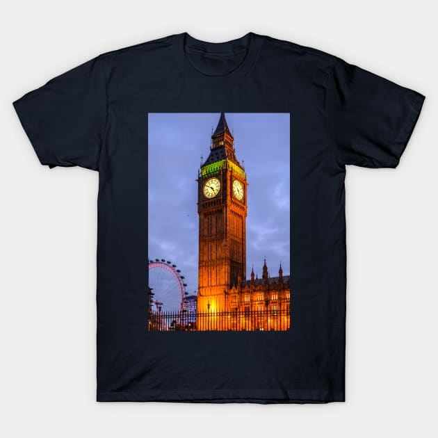 Elizabeth Tower at night T-Shirt by lena-maximova